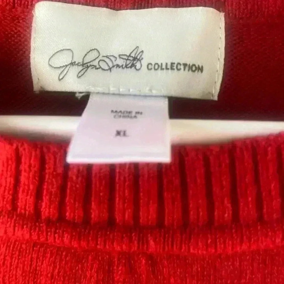 Red Women's Sweater with Pearl Embellishments - Picture 4 of 6